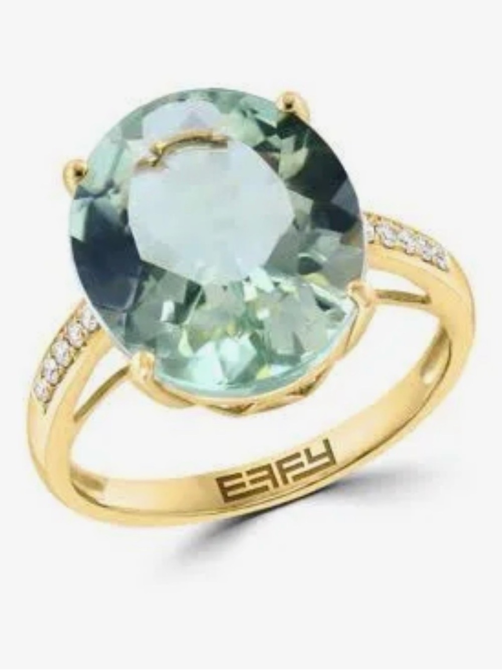 EFFY® ✨ 14K Gold Green Amethyst Oval Ring with Diamond Accents